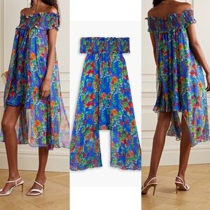 CAROLINE CONSTAS Areadne Off-the-shoulder Draped Floral-print Silk-chiffon S